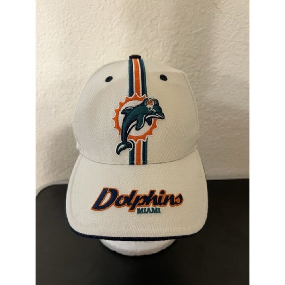 Miami Dolphins Vintage Embroidered White Adjustable Hat Cap Wool Blend Twins ent
